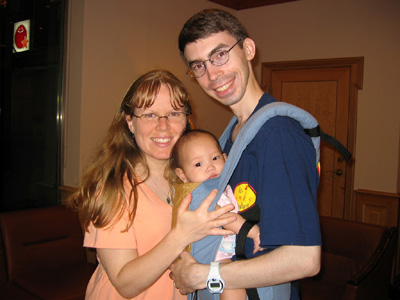 Three of us in the hotel lobby